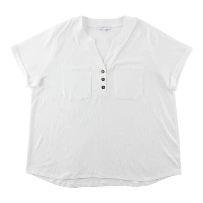 mySTYLE Women’s Plus V-Neck Button-Up Shirt