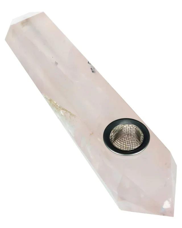 Natural Rose Pink Quartz Stone Pipe