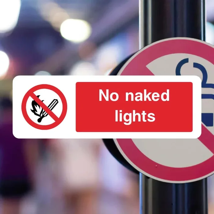 No Naked Lights Prohibition Sign