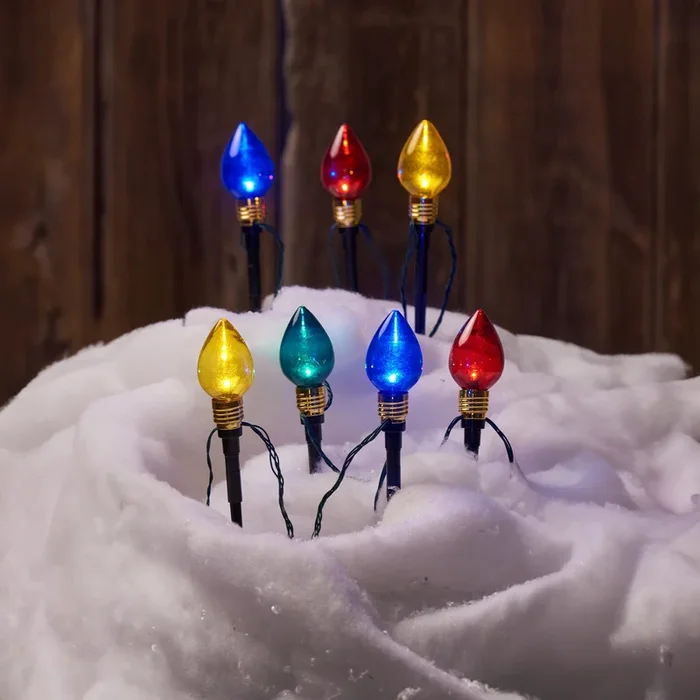 Novelty Holiday Bulb Lawn Stakes, 7 Pack