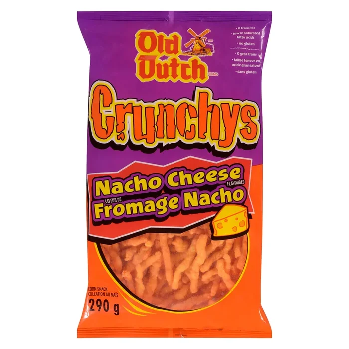 Old Dutch Crunchys Collation au Mais Saveur de Fromage Nacho, 290 g