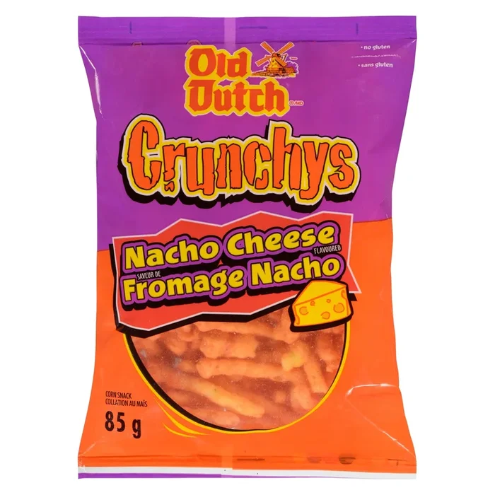 Old Dutch Crunchys Corn Snack Nacho Cheese Flavoured, 85-g