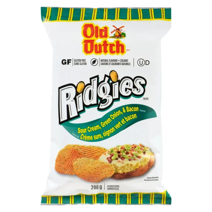 Old Dutch Ridgies Potato Chips Burstin’ Onion Flavour, 200 g