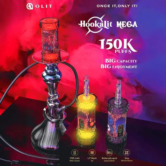 OLIT HookaLit MEGA 150K Puff Disposable E-Hookah – 150,000 Puffs
