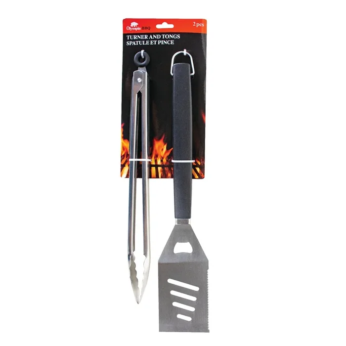 Olympia BBQ Turner and Tongs Set, 2-Piece