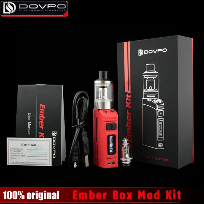 Original Dovpo Ember Electronic Cigarette Box Mod Vape 5W – 50W Temperature Control e Cigarette Starter Kit OLED Screen Box Mod