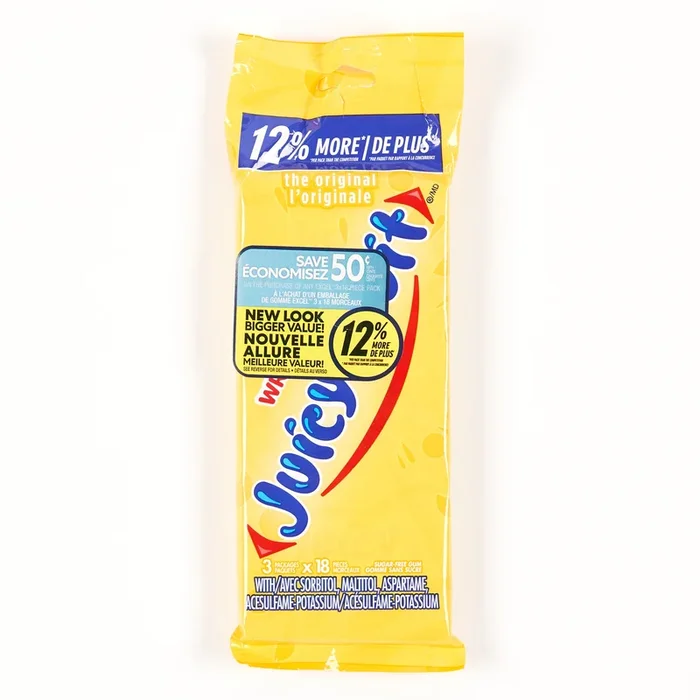 Paquet de gomme Wrigley’s Juicy Fruit original, 18 morceaux, emballage de 3