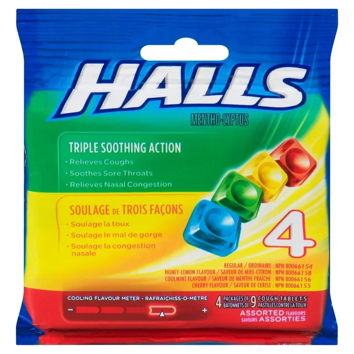 Pastilles Halls Mentho-Lyptus saveurs assorties – emb. de 4