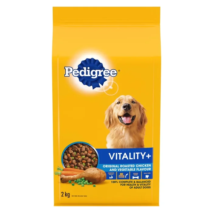 Pedigree Vitality+ with Real Chicken and Vegetable Flavour Dog Dry Food, 2 kg