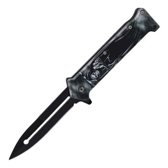 Perucci – 8″ Black & Grey Evil Man Foldable Matt Finish Pocket Knife
