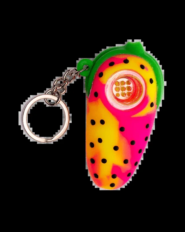 Pink Silicone Strawberry Keychain Hand Pipe