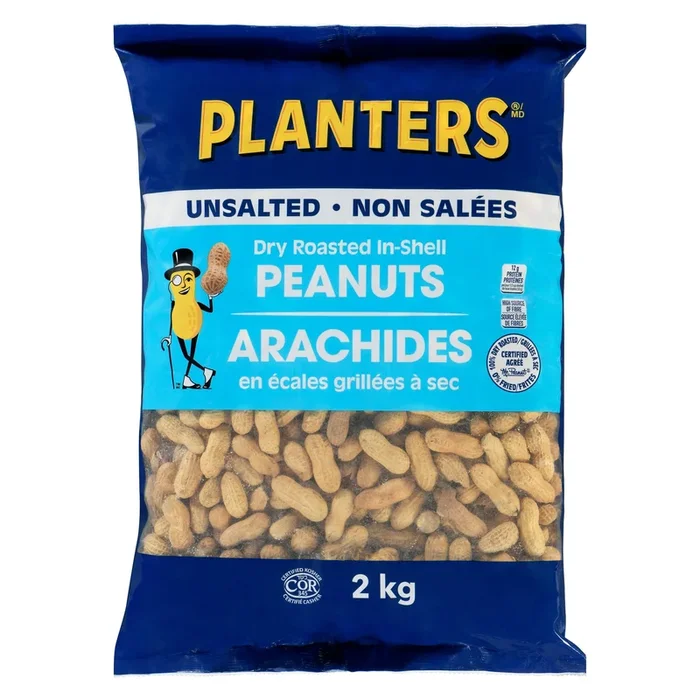 Planters Dry Roasted In-Shell Peanuts Unsalted, 2 kg