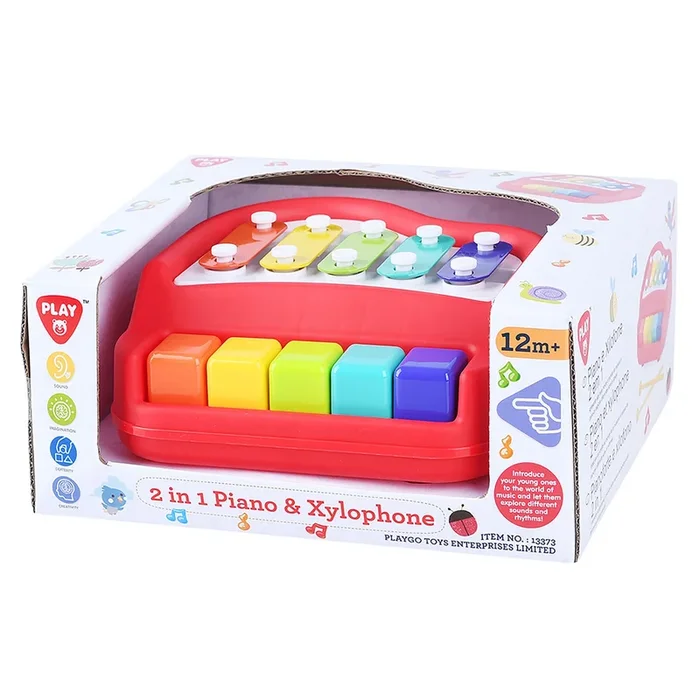 PlayGo 2 In 1 Piano & Xylophone, 9-in x 7.5-in x 4-in.