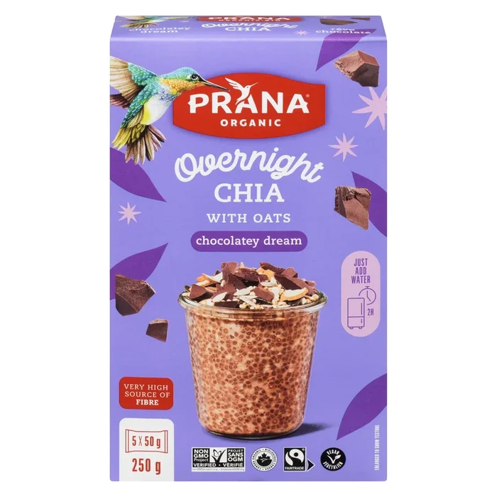 Prana Organic Chocolatey Dream Overnight Chia with Oats, 250-g