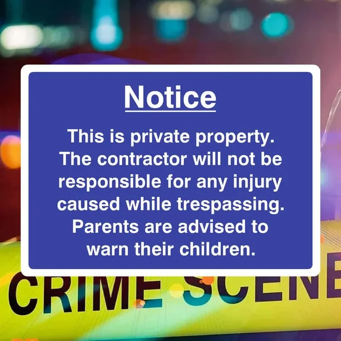 Private Property Sign Blue