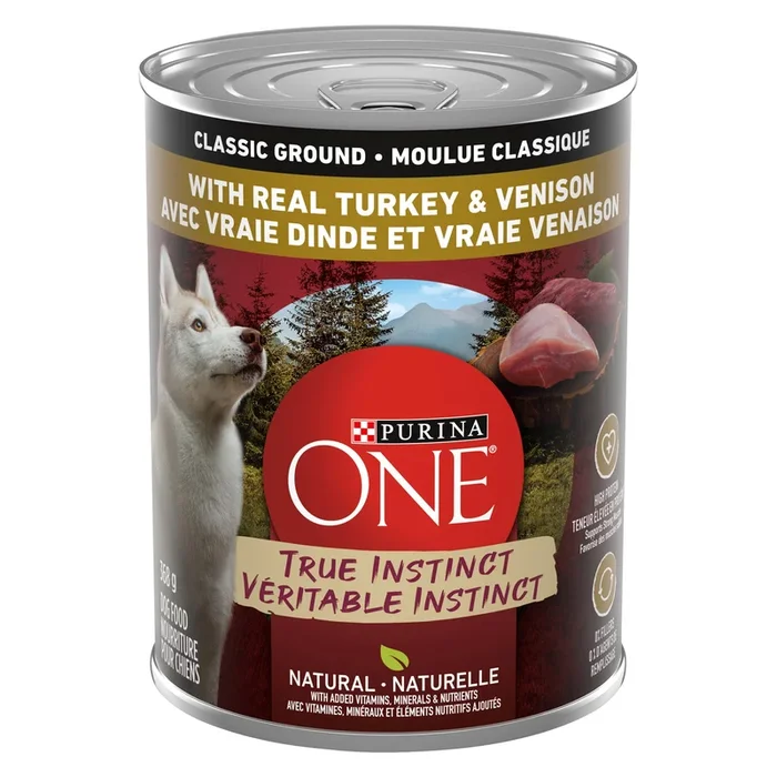 Purina ONE Smart Blend True Instinct Classic Ground Wet Dog Food with Turkey and Venison, 368-g