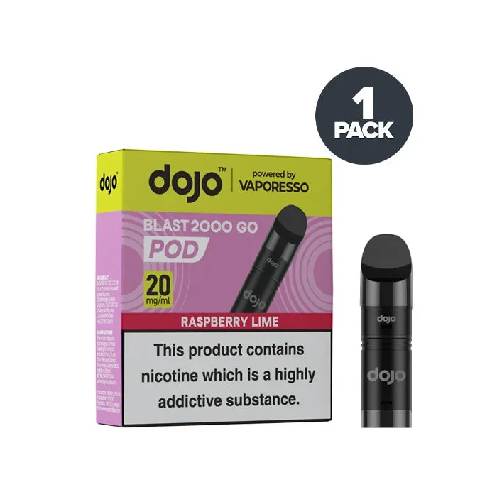 Raspberry Lime Vaporesso Dojo Blast 2000 Go Pre-filled Pods
