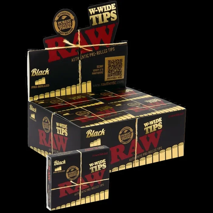 RAW Black W-Wide Pre-Rolled Tips