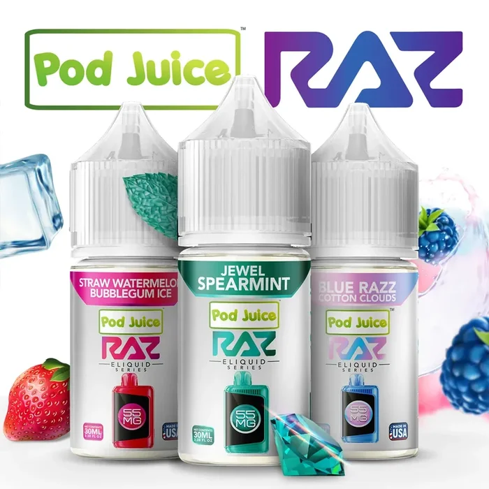 RAZ x Pod Juice 30ml Synthetic Salt Nic – (20mg, 35mg, 55mg)
