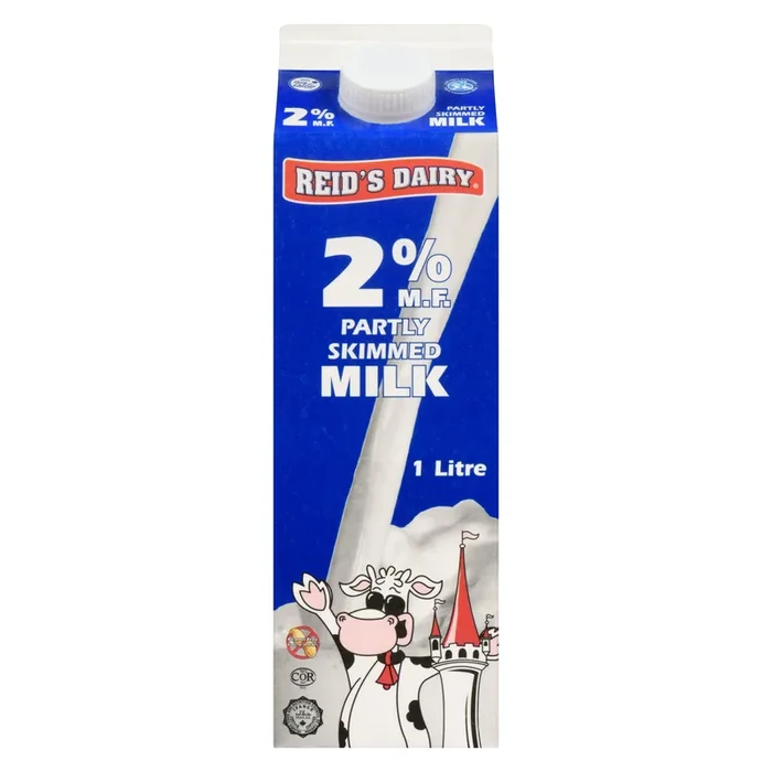 Reid’s Dairy Partly Skimmed Milk 2% M.F., 1-L