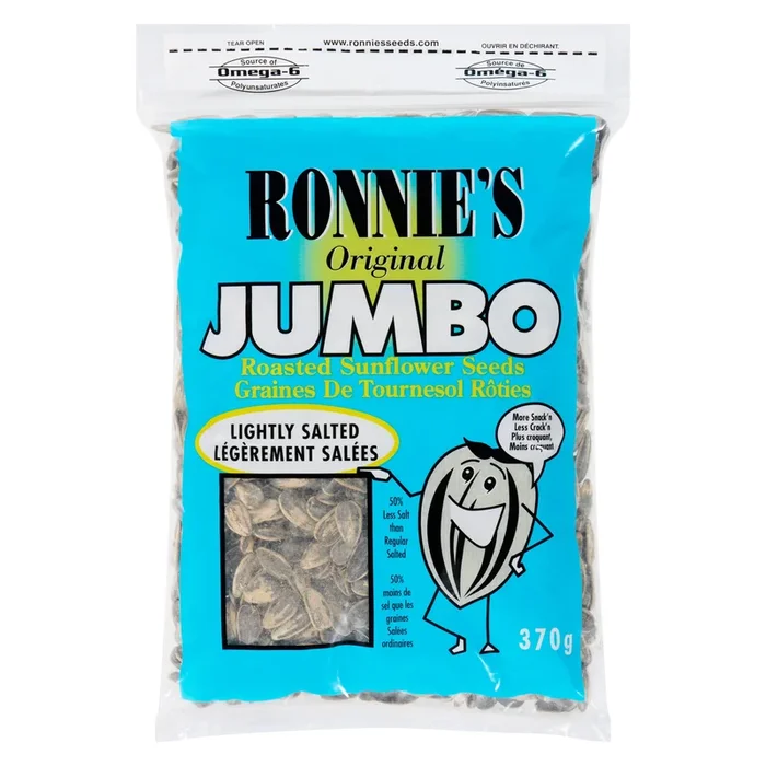 Ronnie’s Original Jumbo Roasted Sunflower Seeds Lightly Salted, 370 g