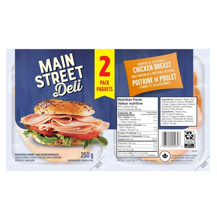 Schneiders MainStreet Deli Chicken Breast Smoked & Seasoned, 250 g