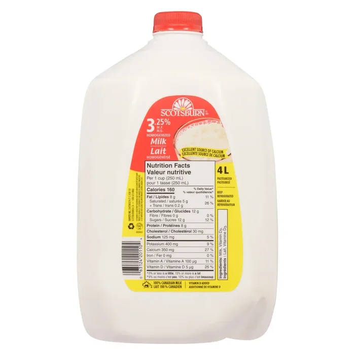 Scotsburn Homogenized Milk 3.25% M.F. – 4L