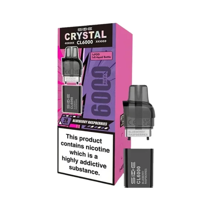 SKE Crystal CL6000 Blueberry Raspberries Prefilled Vape Pods