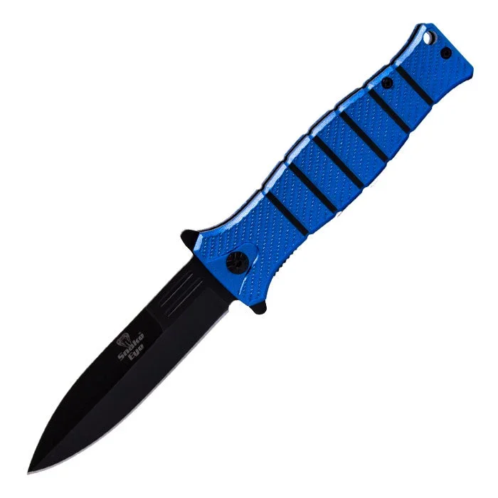 Snake Eye – 8″ Blue Striking Fish Pattern Foldable Pocket Knife