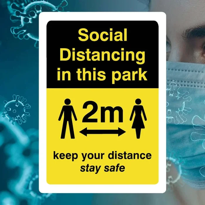 Social Distancing In This Park Keep Your Distance 2 Metre Sign