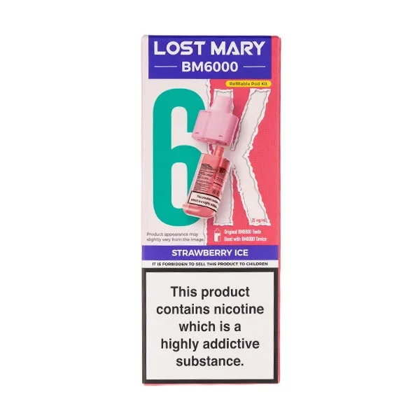 Strawberry Ice BM6000 Prefilled Pod + Refill by Lost Mary