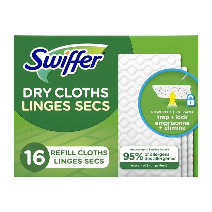 Swiffer Dry Refill Cloths, Unscented, 16-Pack