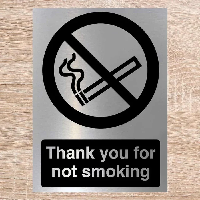 Thank You No Smoking Silver Sign