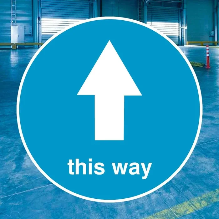 This Way Up Arrow Social Distancing Floor Sticker
