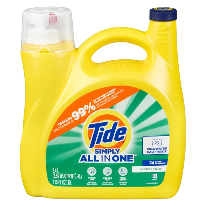 Tide Simply All-in-1 Daybreak Fresh Coldwater Liquid Laundry Detergent, 3.4L