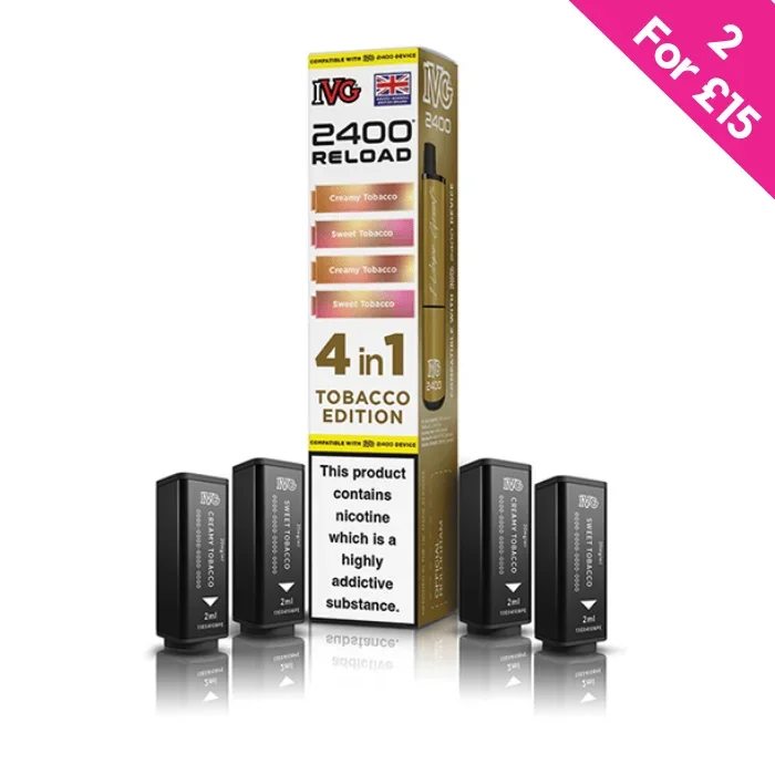 Tobacco Edition – IVG 2400 Reload 4-in-1 Prefilled PODS
