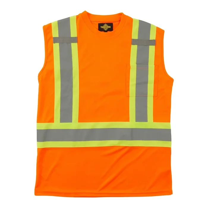 Tradesmax Pro Men’s Orange Sleeveless Reflective HIVIS T-Shirt