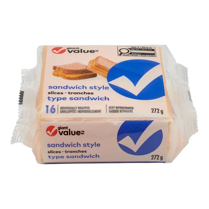 Tranches de fromage de type sandwich Giant Value, emb. de 16, 272 g