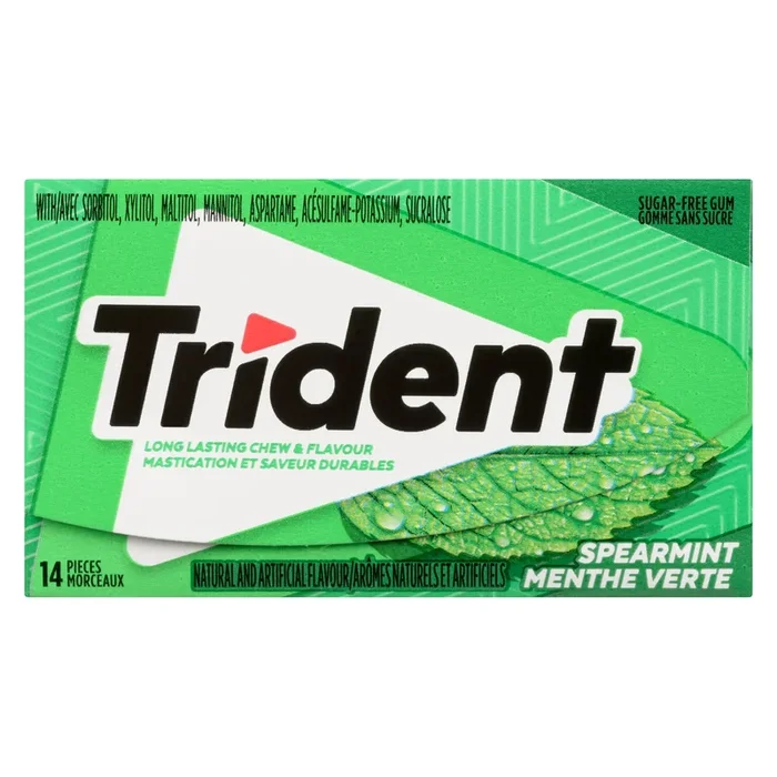 Trident Gomme Sans Sucre Menthe Verte Superpak, 14 Morceaux