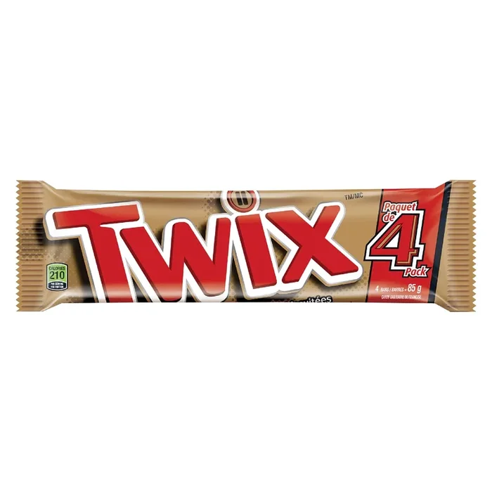 Twix Barre de Friandise Chocolat au Lait Caramel, Emballage de 4, 85 g