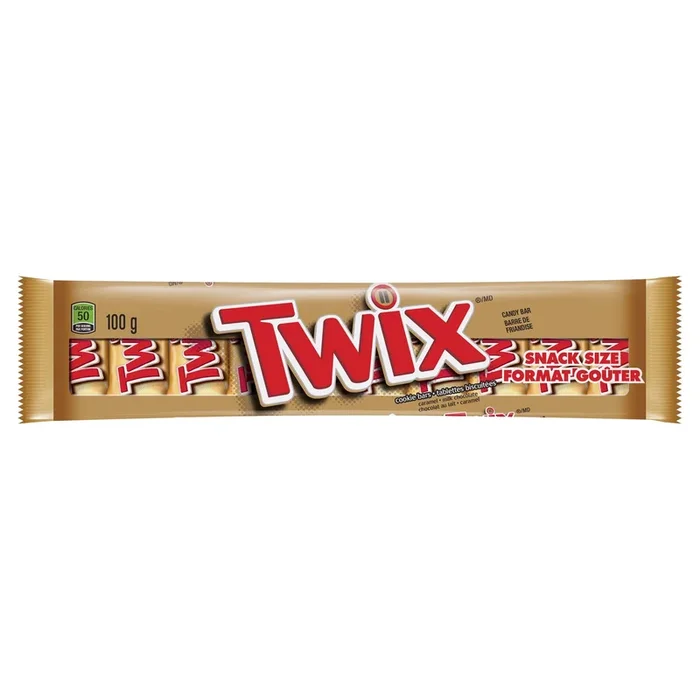 Twix Candy Bar Caramel Milk Chocolate Snack Size, 100-g