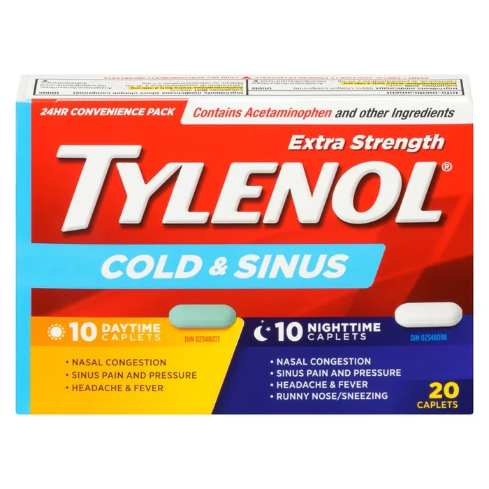 Tylenol Cold & Sinus Extra Strength 24hr Caplets, 20-Pack