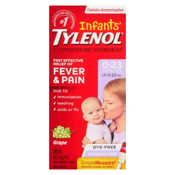 Tylenol Infants’ Concentrated Drops Grape 80-mg/1-ml, 24-ml