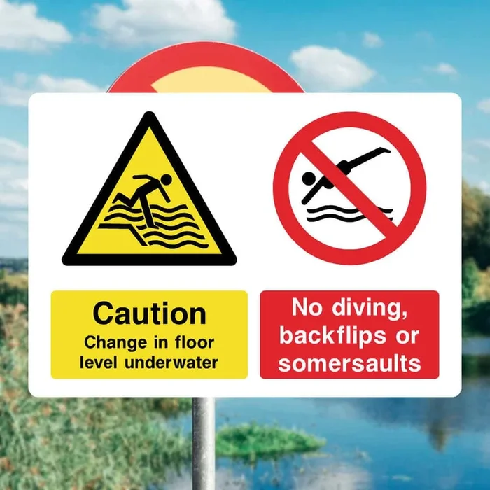 Underwater Floor Hazard Sign