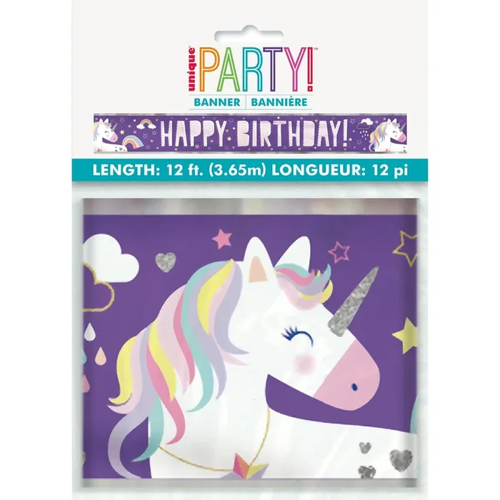 Unique Foil Unicorn Birthday Banner, 12-ft
