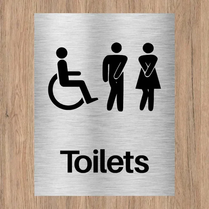 Unisex & Disabled Toilets Sign Silver
