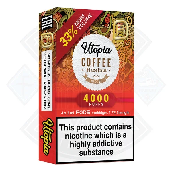 Utopia NanoStix Pods- Coffee Hazelnut 4000puff 1.7%/ 4pack
