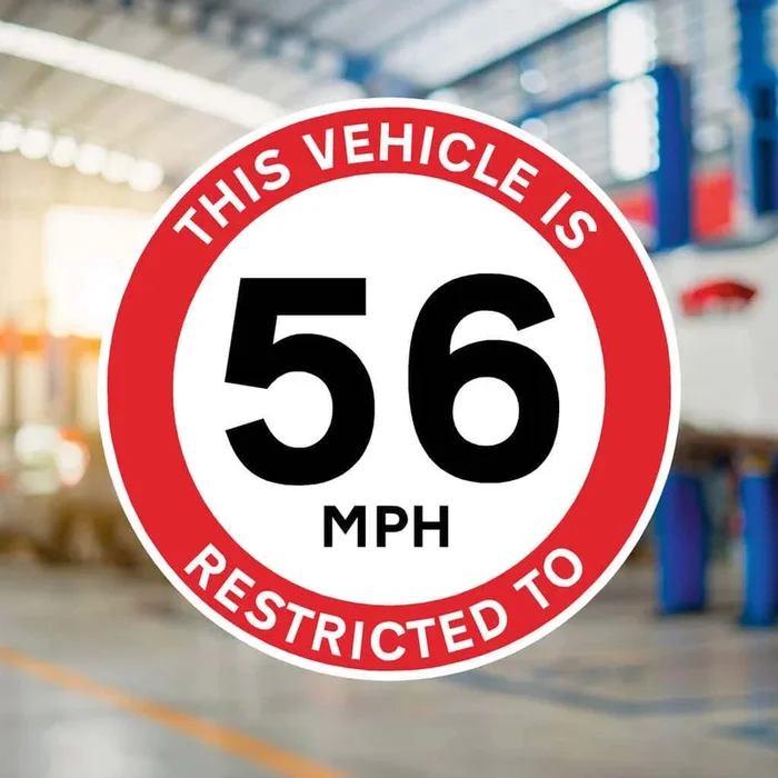 Vehicle Restricted Speed 56 MPH Sign