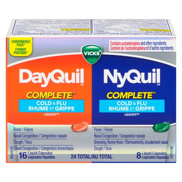Vicks DayQuil NyQuil Complete Cold & Flu LiquiCaps, 24-Pack