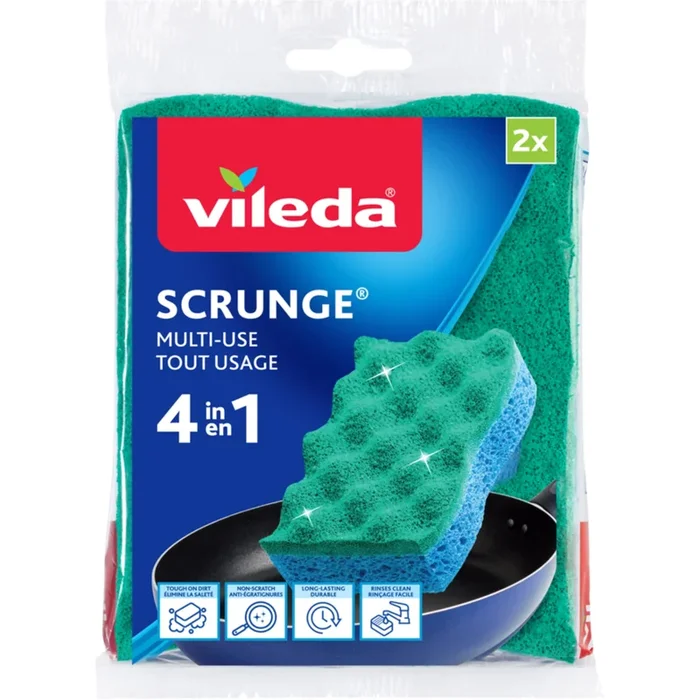 Vileda Scrunge Scrub Sponges Multi-Use 4 in 1